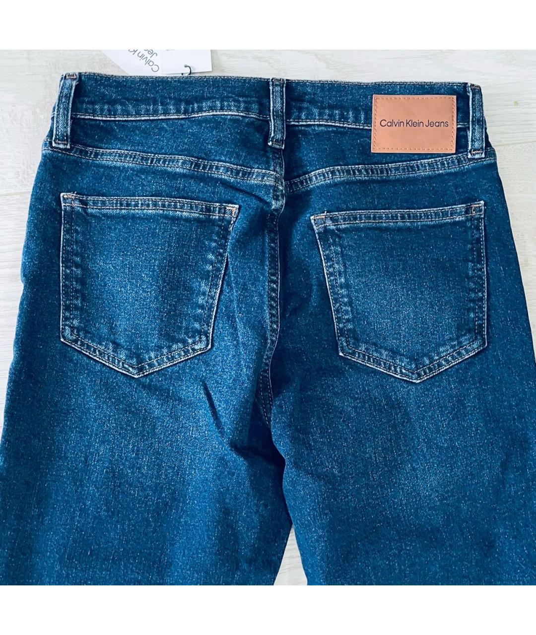 CALVIN KLEIN JEANS Синие хлопко-эластановые джинсы слим, фото 4
