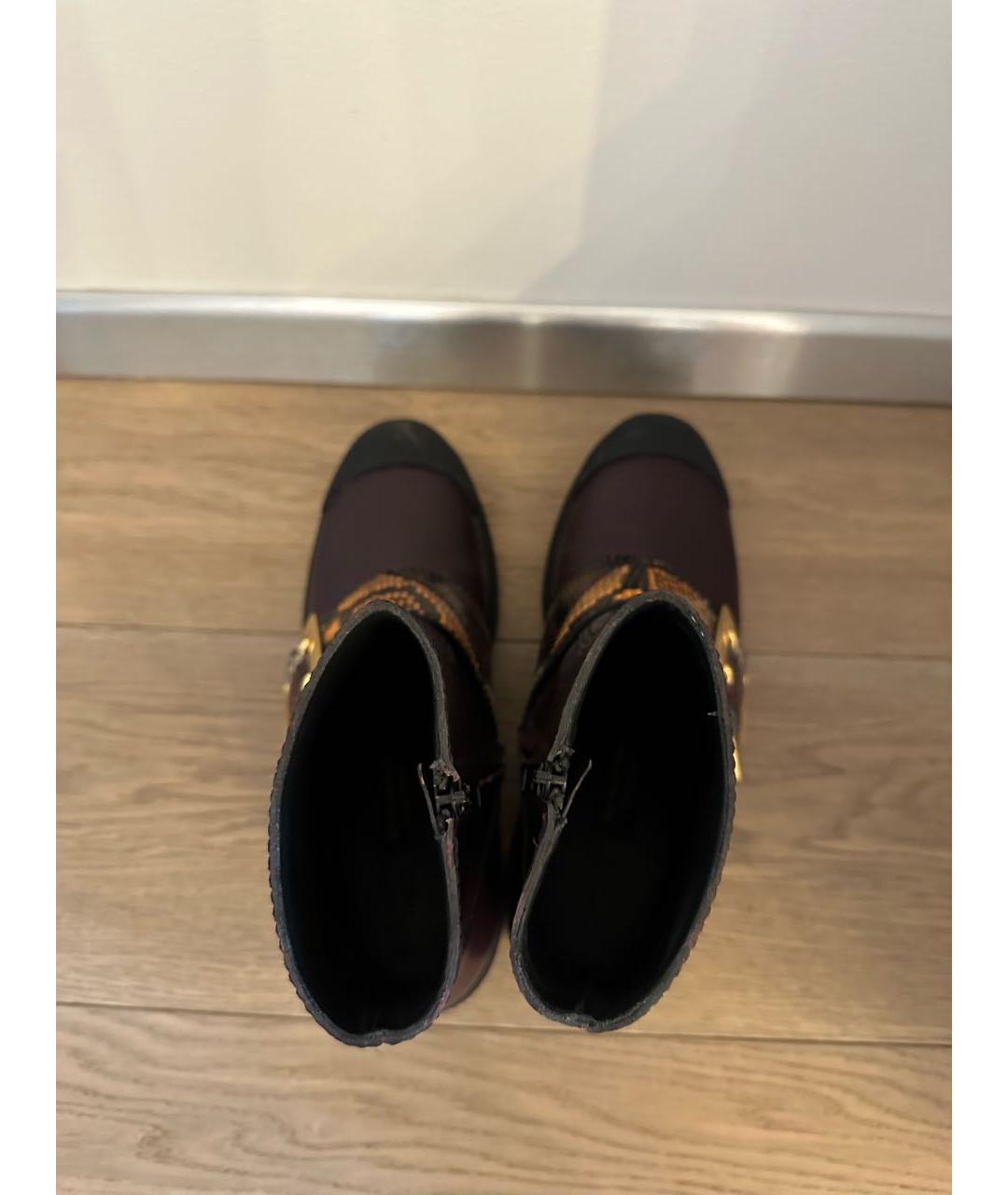 BURBERRY Бордовые кожаные ботинки, фото 3