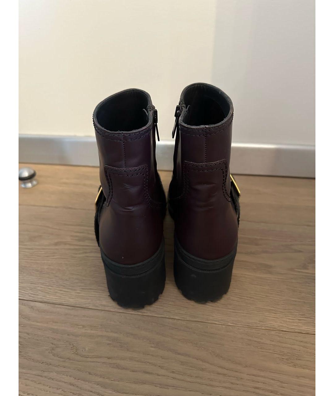 BURBERRY Бордовые кожаные ботинки, фото 4