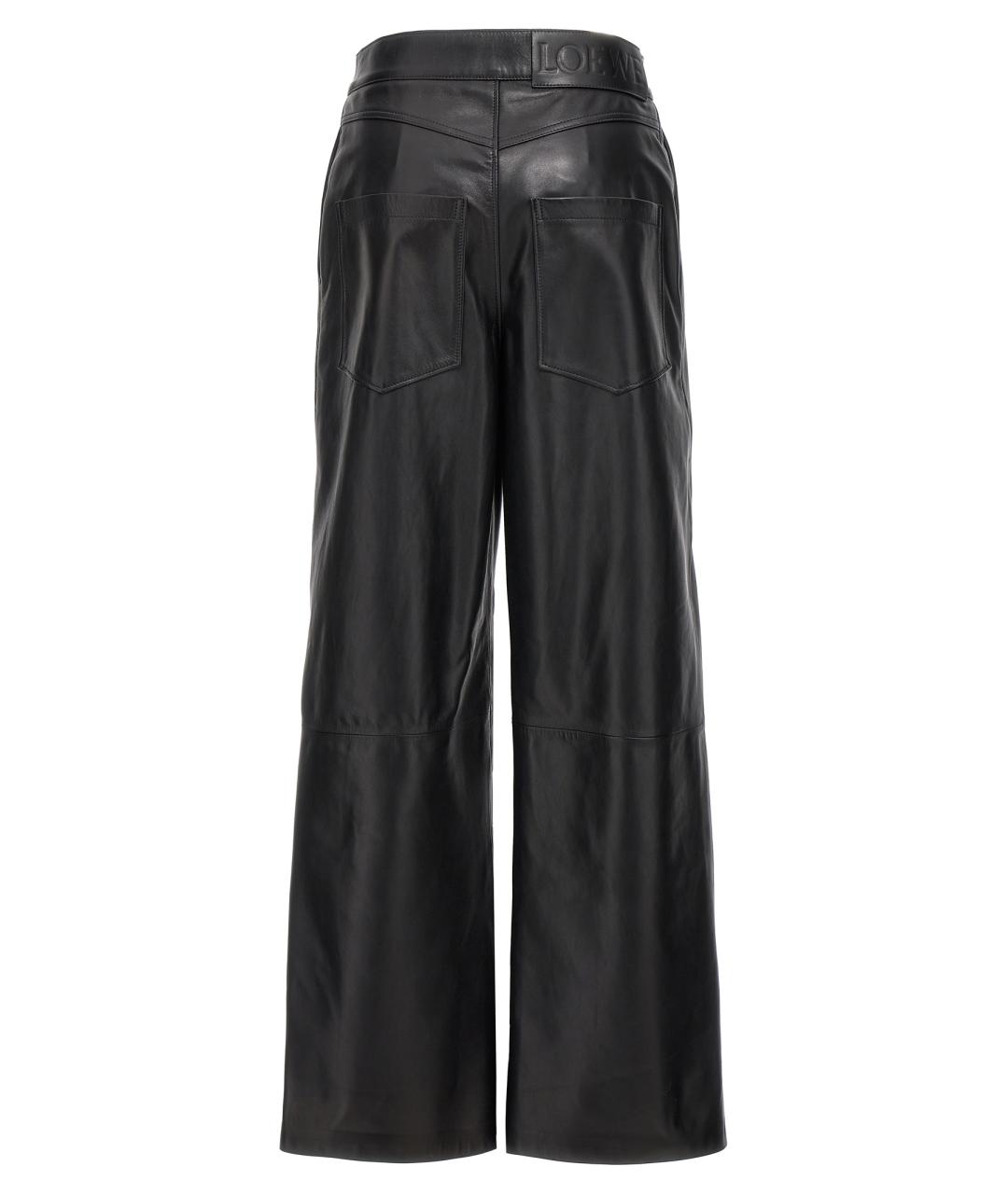 LOEWE Черные кожаные прямые брюки, фото 2