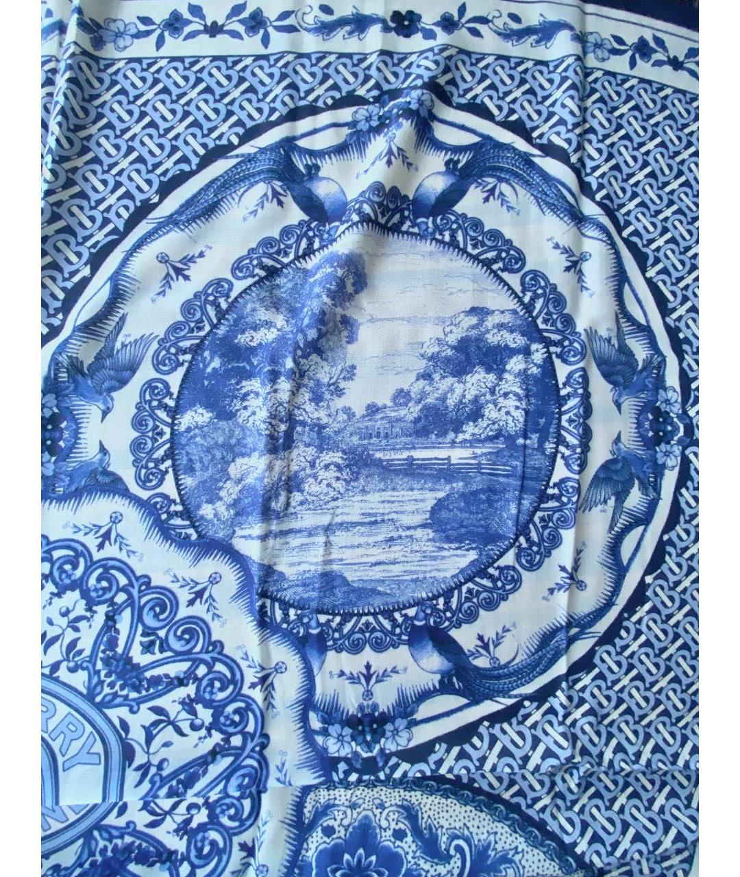 BURBERRY Синий кашемировый шарф, фото 7