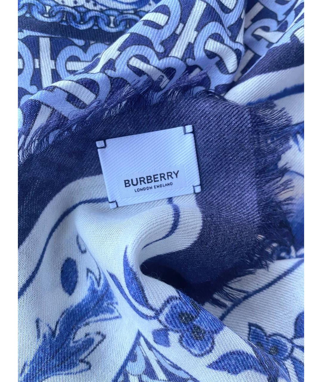 BURBERRY Синий кашемировый шарф, фото 3