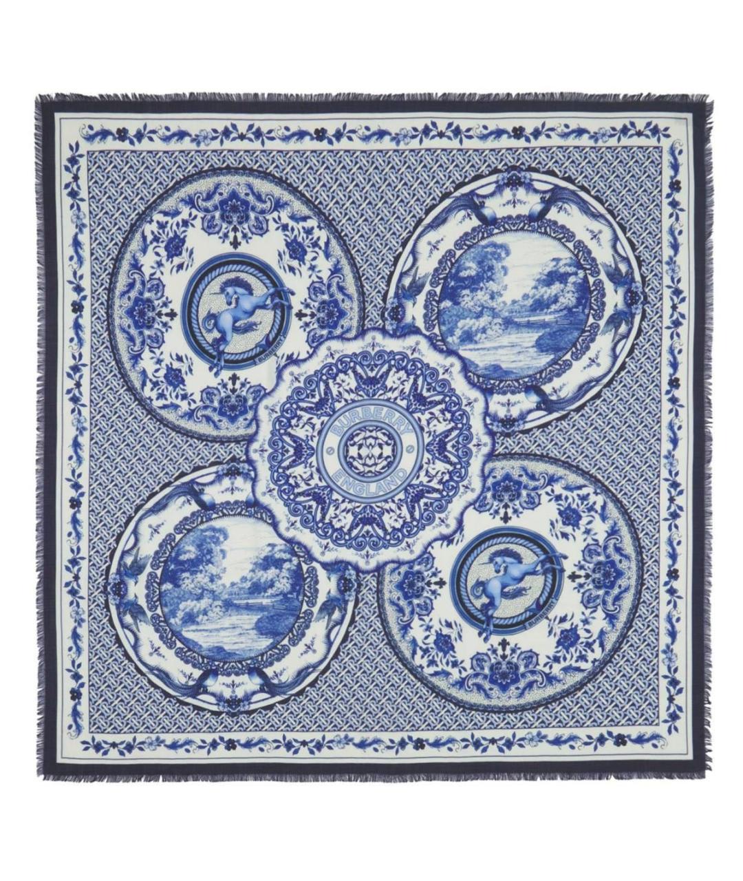 BURBERRY Синий кашемировый шарф, фото 1