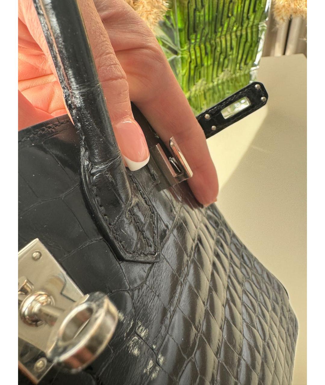 HERMES PRE-OWNED Черная сумка с короткими ручками из экзотической кожи, фото 5