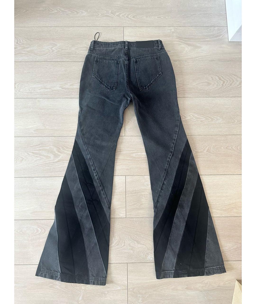 DION LEE Черные хлопковые джинсы клеш, фото 2