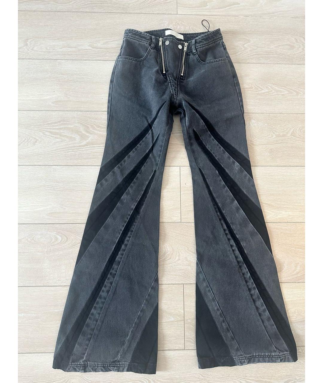 DION LEE Черные хлопковые джинсы клеш, фото 8
