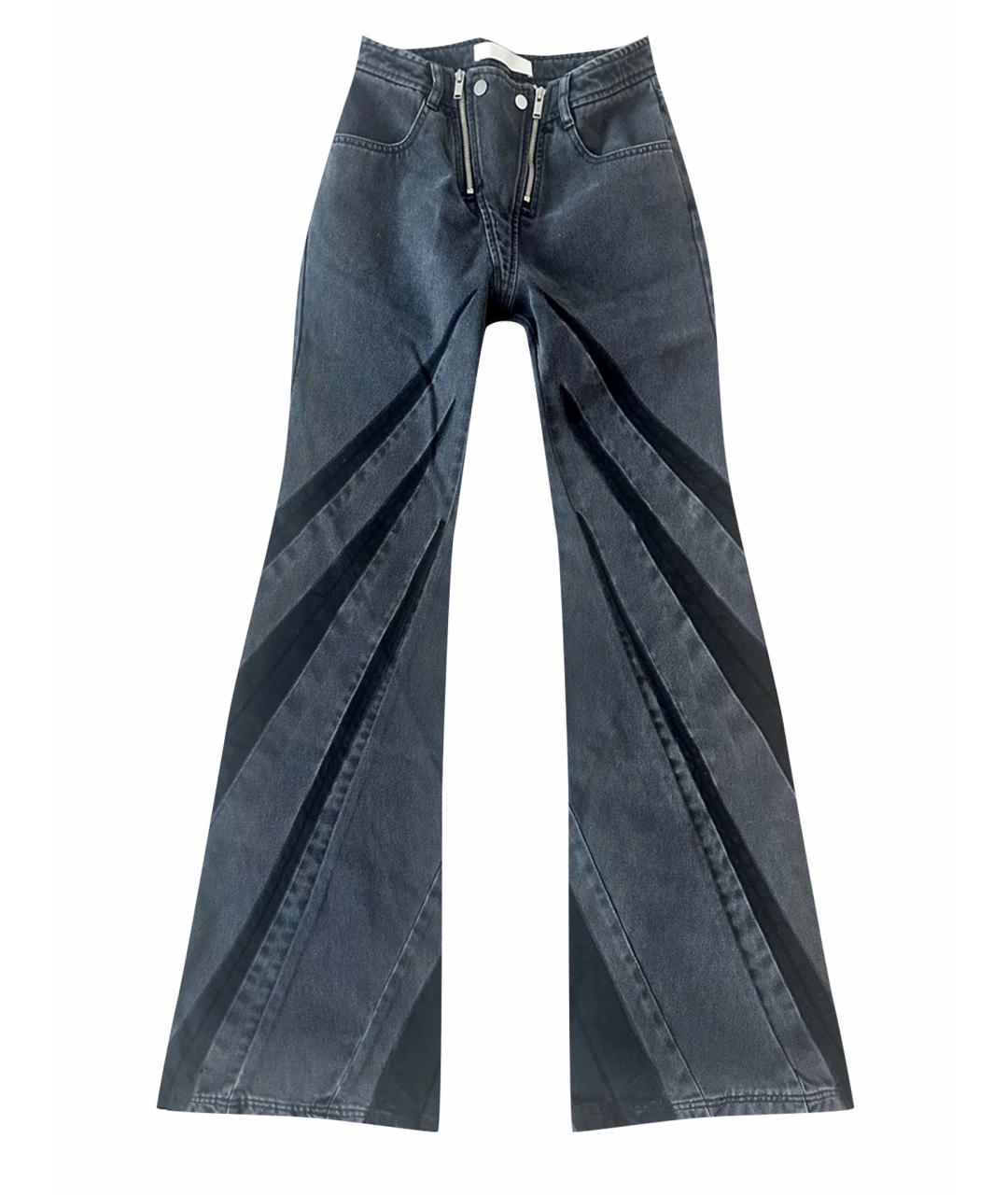 DION LEE Черные хлопковые джинсы клеш, фото 1
