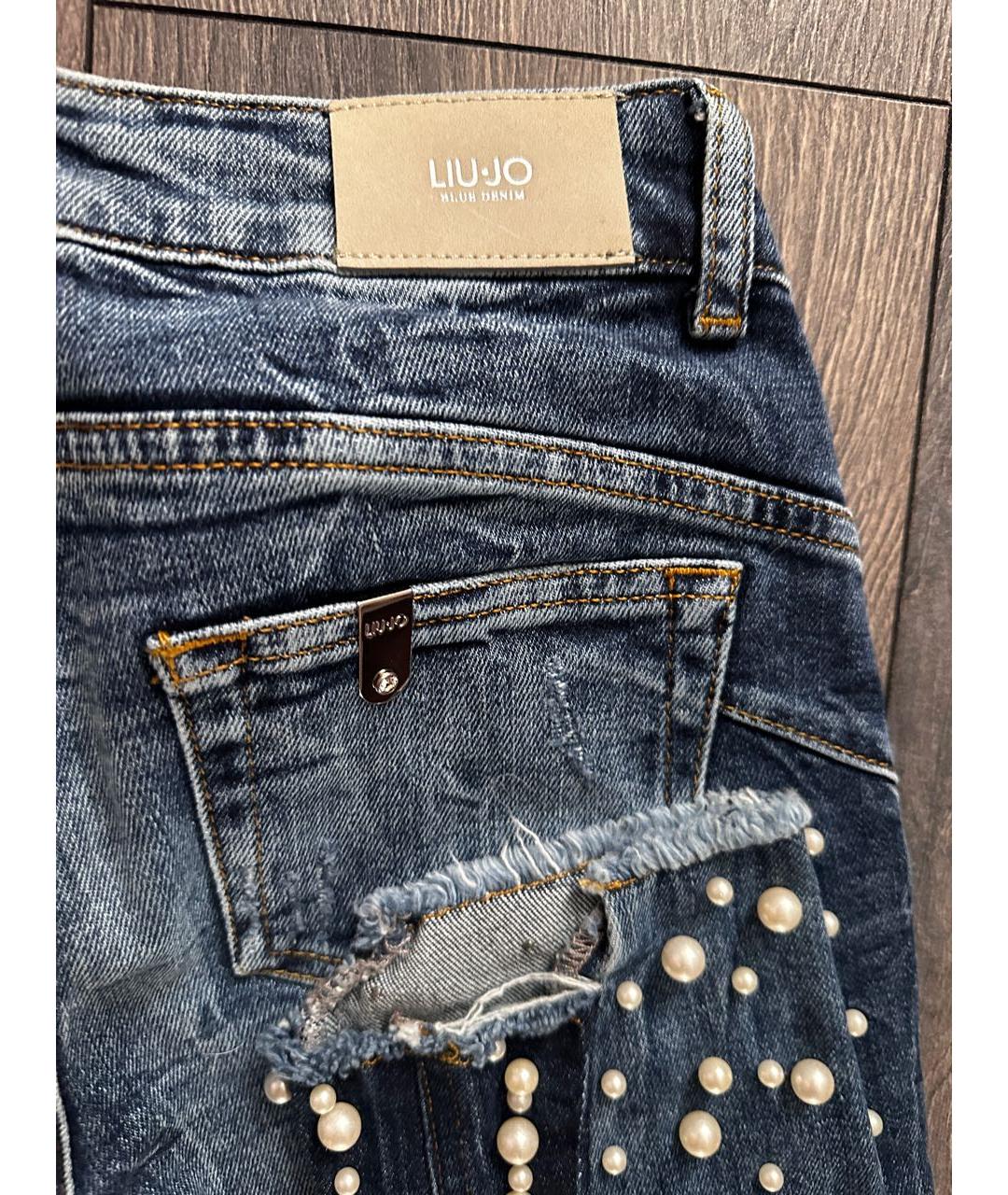 LIU JO Темно-синие хлопко-эластановые джинсы слим, фото 3