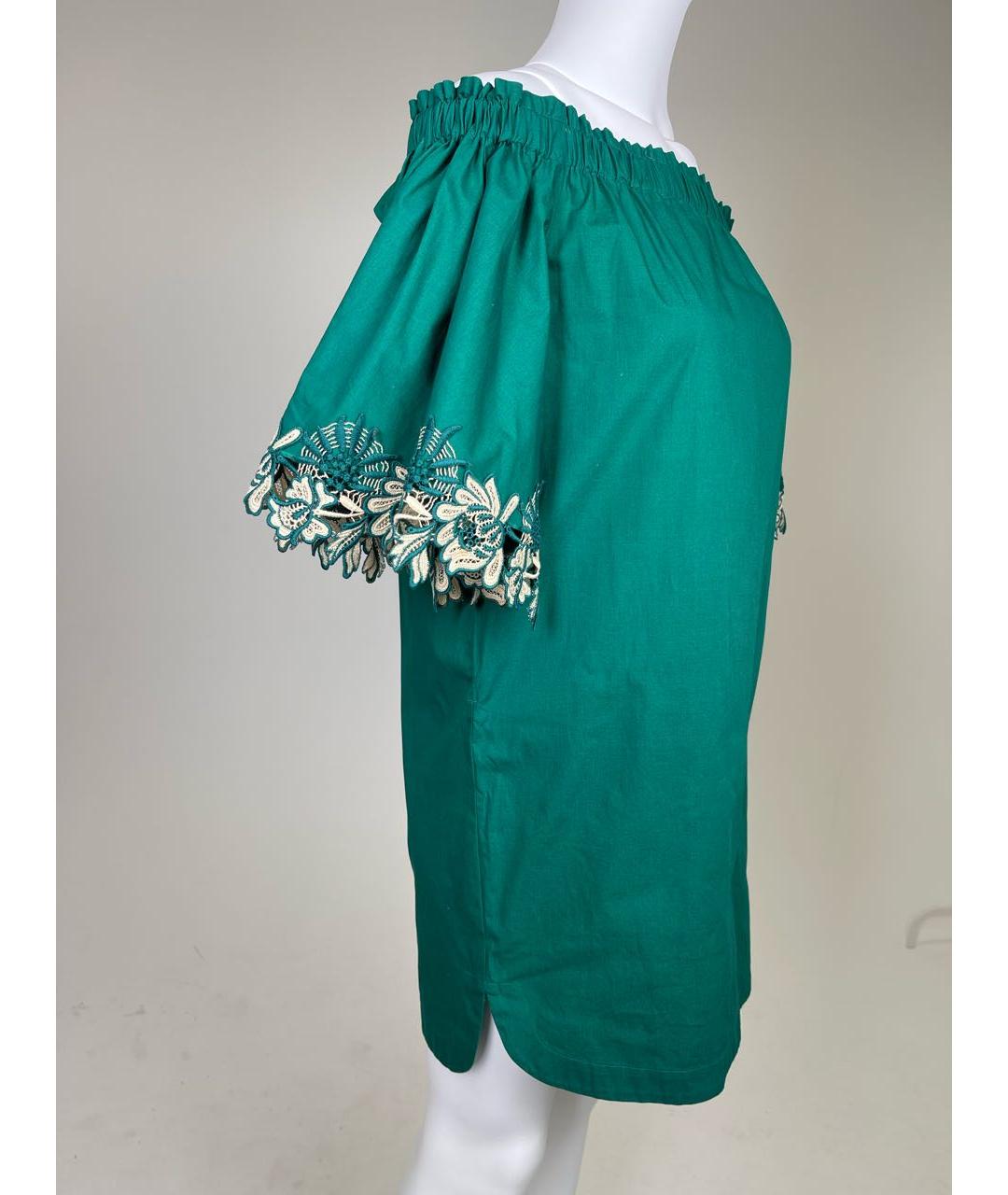 SANDRO Зеленые хлопковое повседневное платье, фото 2