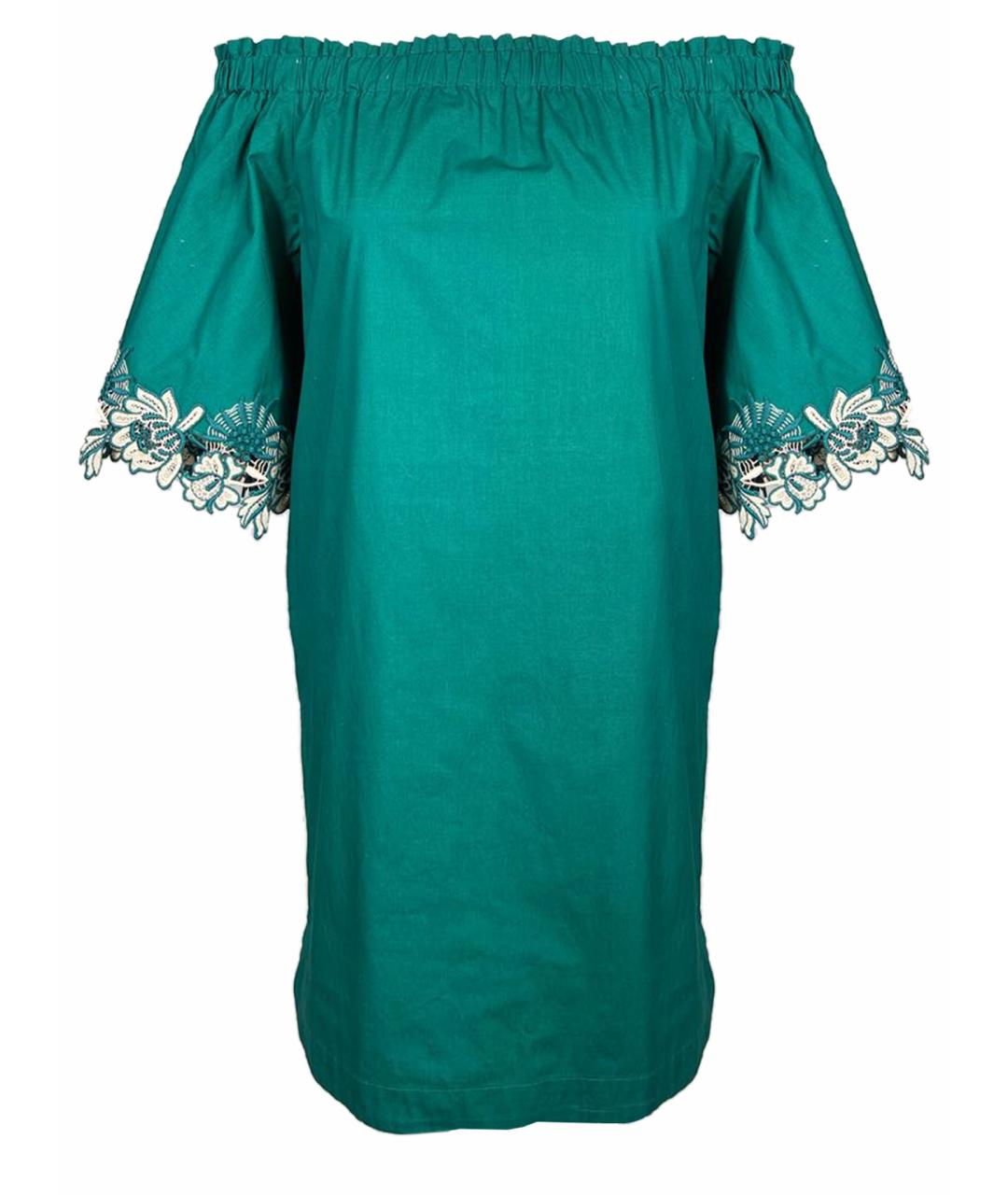 SANDRO Зеленые хлопковое повседневное платье, фото 1
