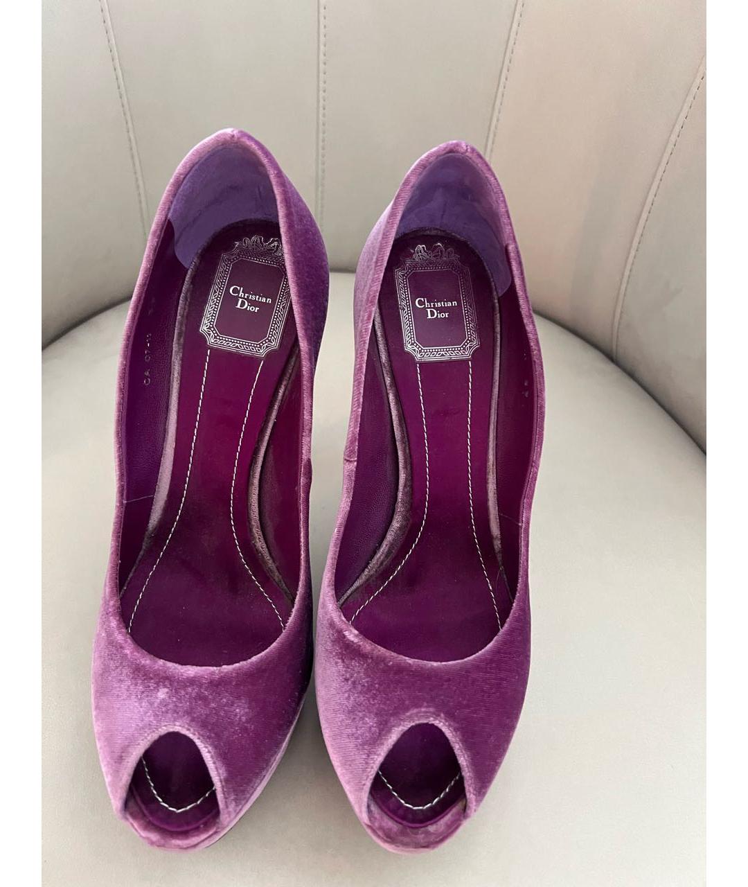 CHRISTIAN DIOR PRE-OWNED Фиолетовые бархатные туфли, фото 2