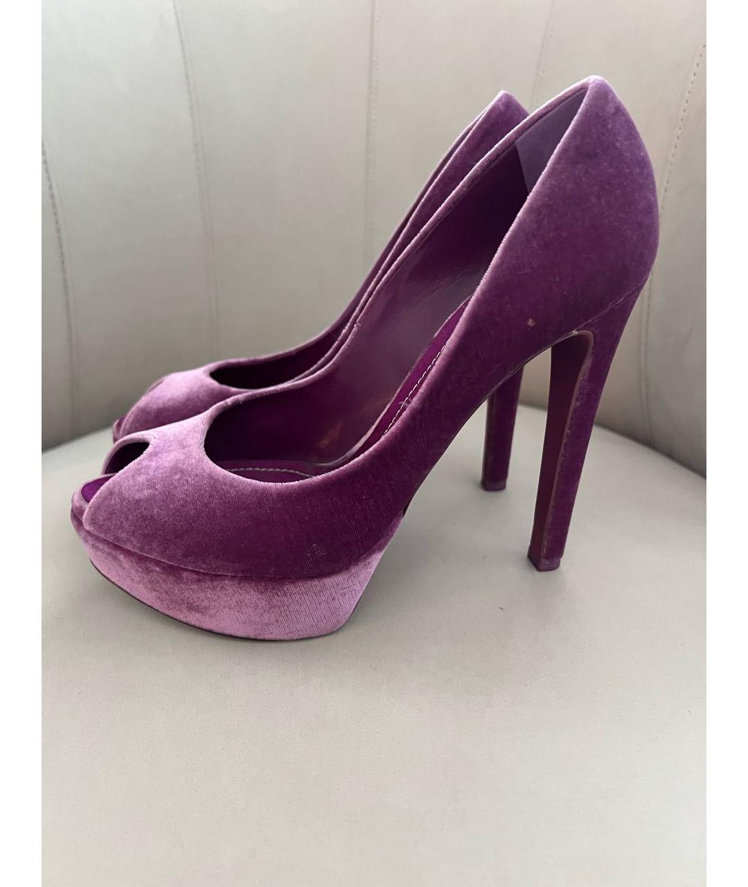 CHRISTIAN DIOR PRE-OWNED Фиолетовые бархатные туфли, фото 4