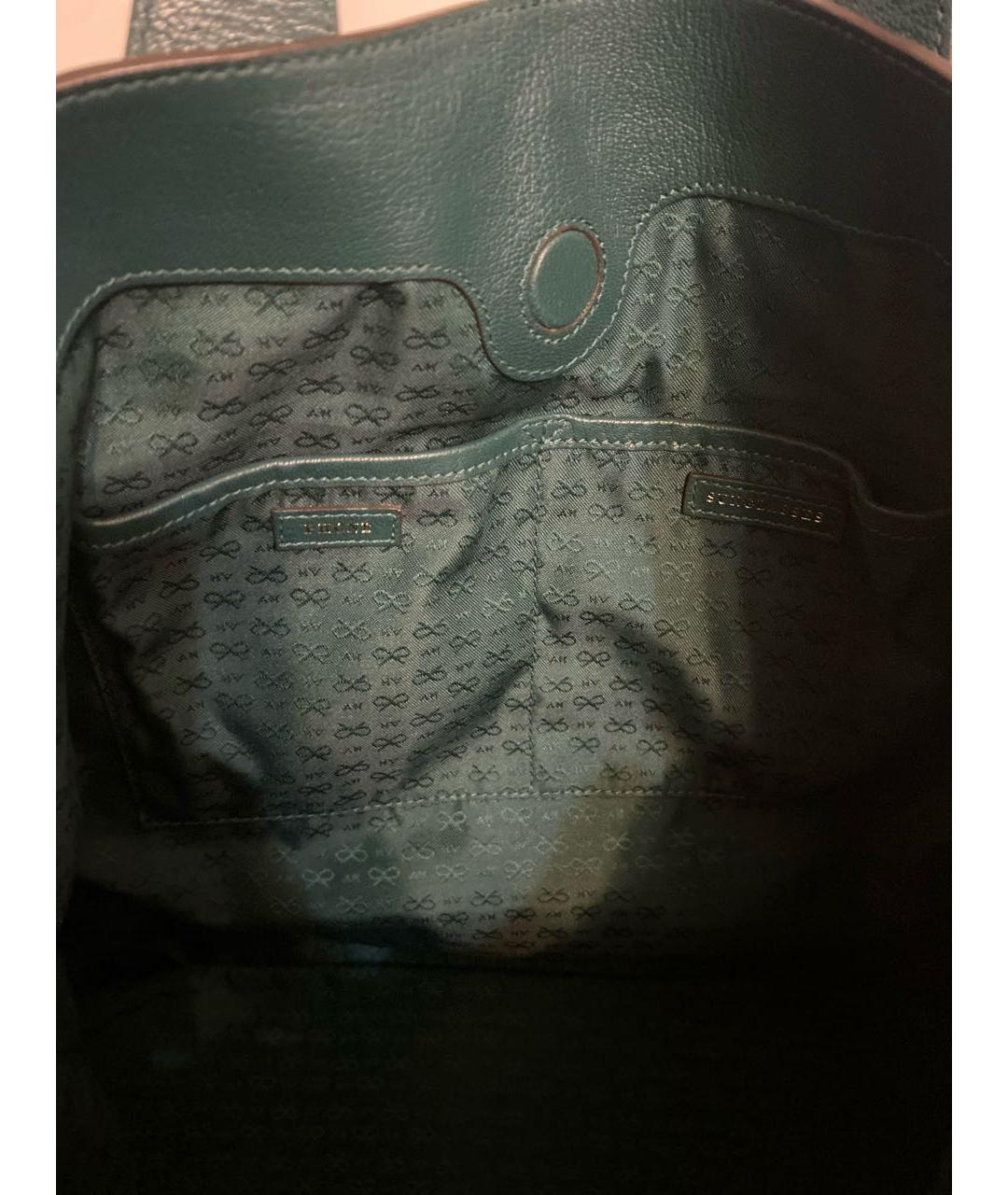 ANYA HINDMARCH Зеленая кожаная сумка с короткими ручками, фото 6