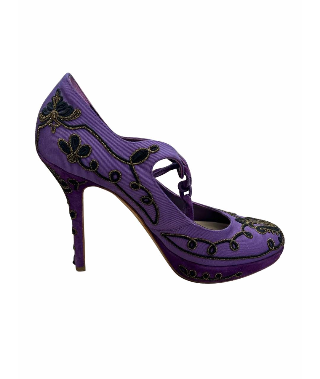 CHRISTIAN DIOR PRE-OWNED Фиолетовые текстильные туфли, фото 1