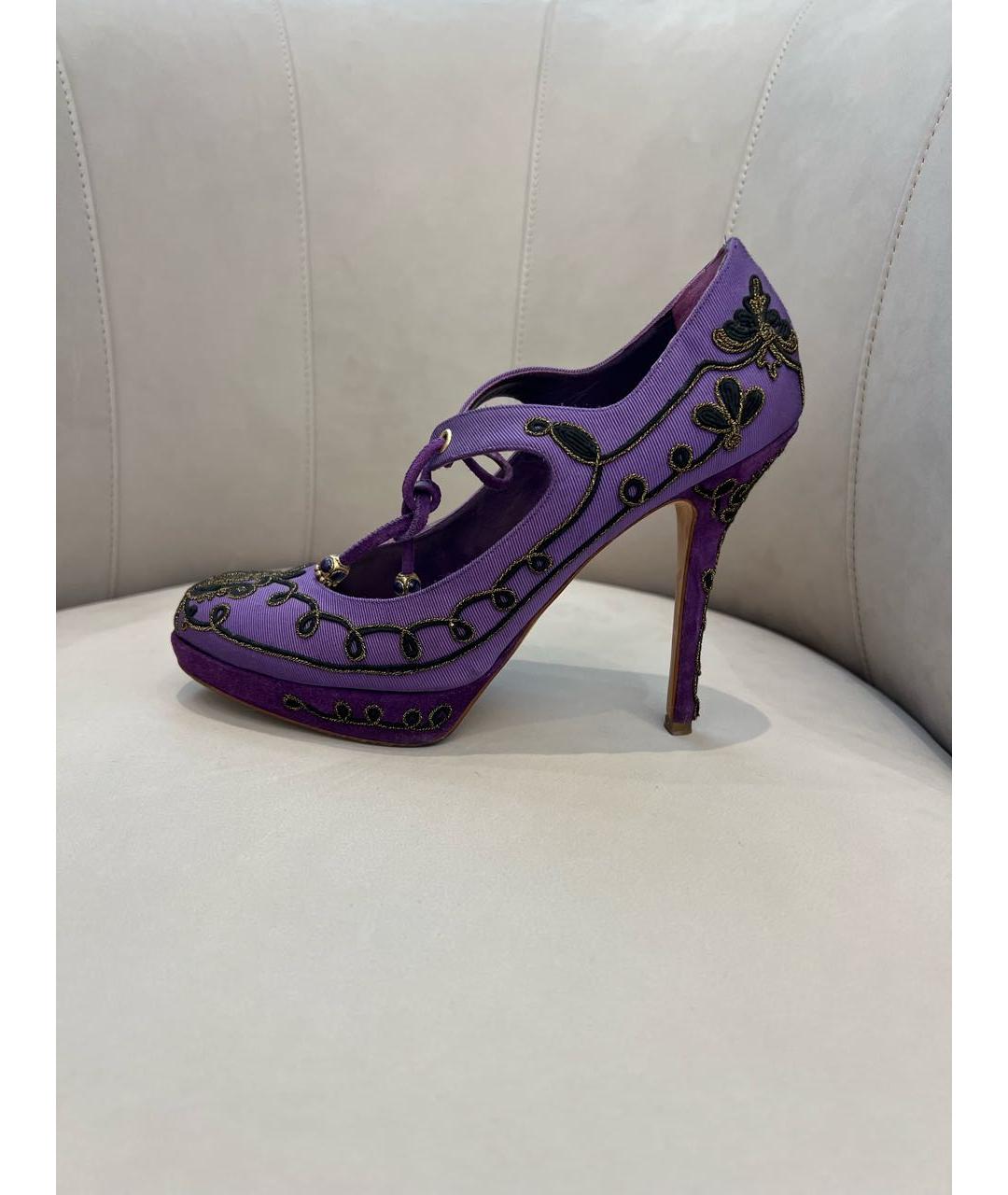 CHRISTIAN DIOR PRE-OWNED Фиолетовые текстильные туфли, фото 2