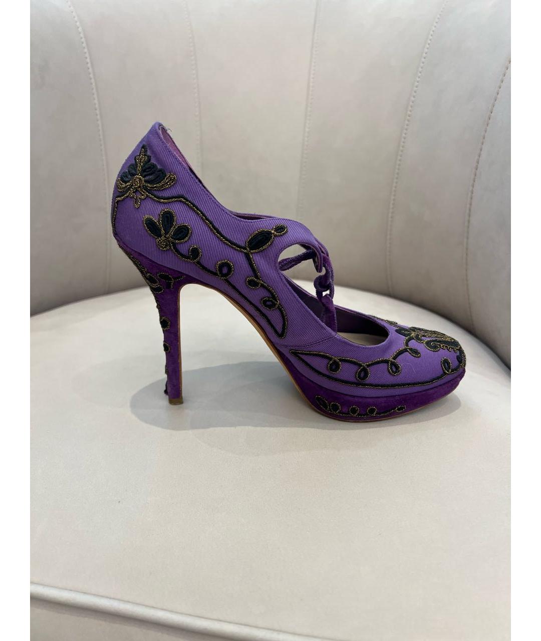 CHRISTIAN DIOR PRE-OWNED Фиолетовые текстильные туфли, фото 5