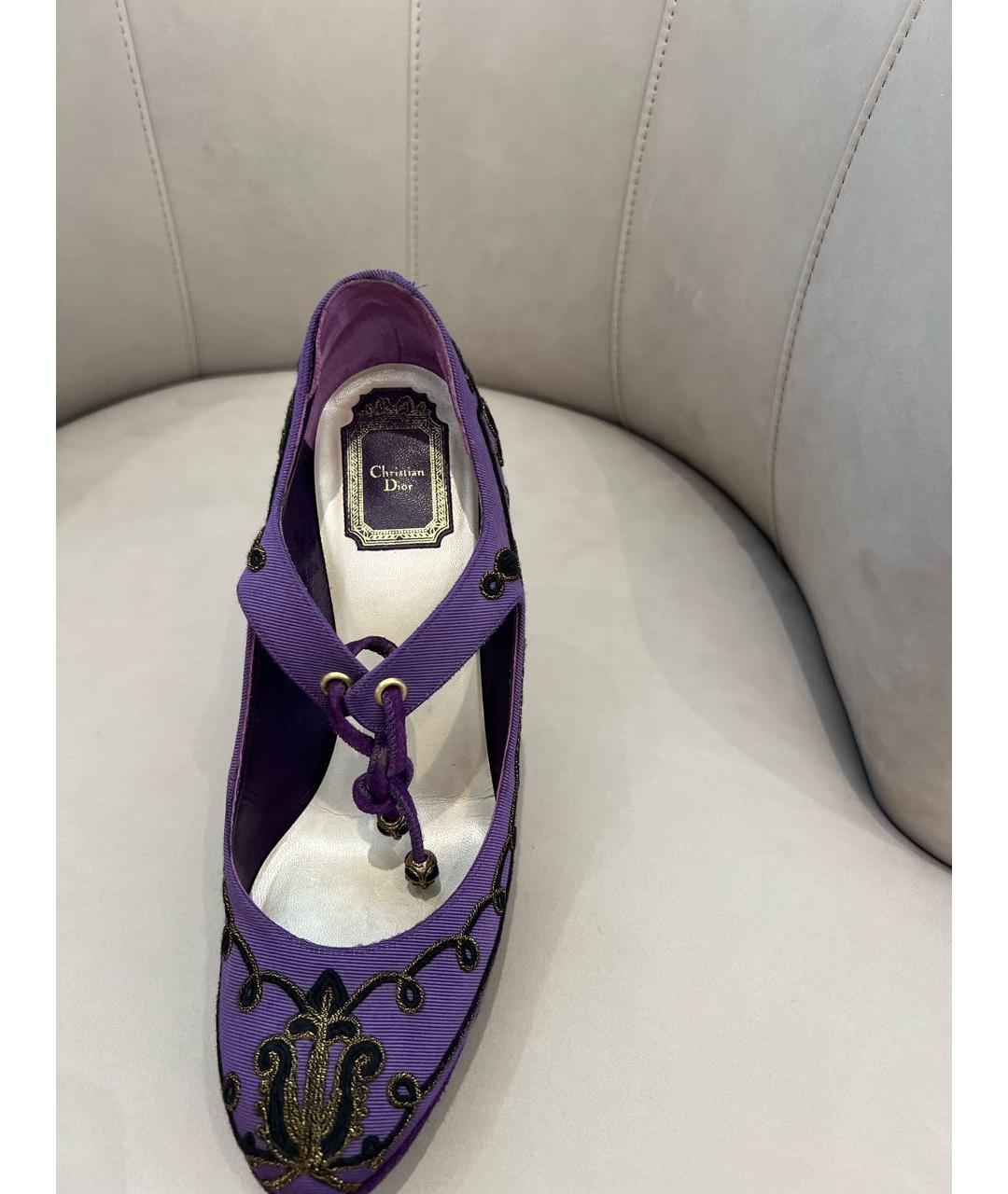 CHRISTIAN DIOR PRE-OWNED Фиолетовые текстильные туфли, фото 3