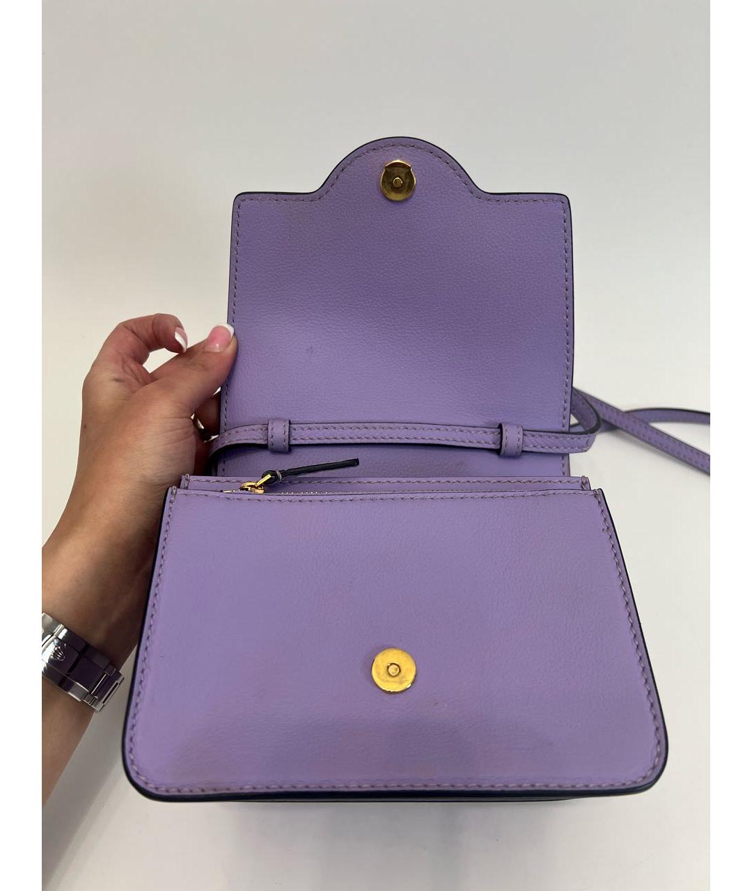 VERSACE Фиолетовая кожаная сумка через плечо, фото 8