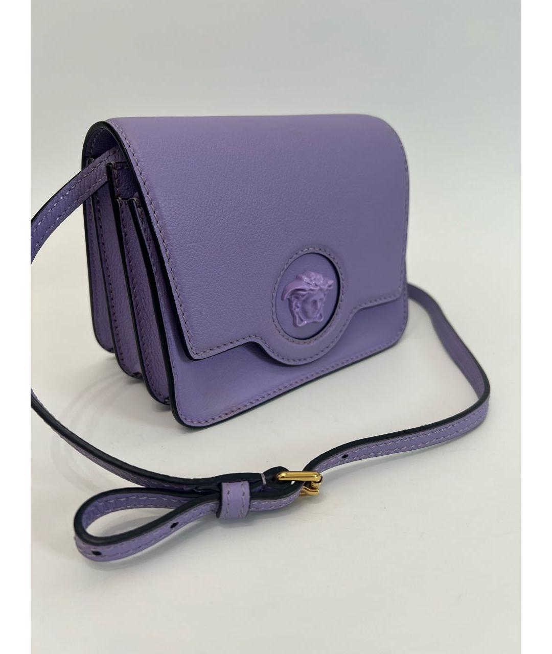 VERSACE Фиолетовая кожаная сумка через плечо, фото 3