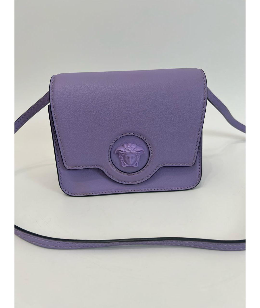 VERSACE Фиолетовая кожаная сумка через плечо, фото 2