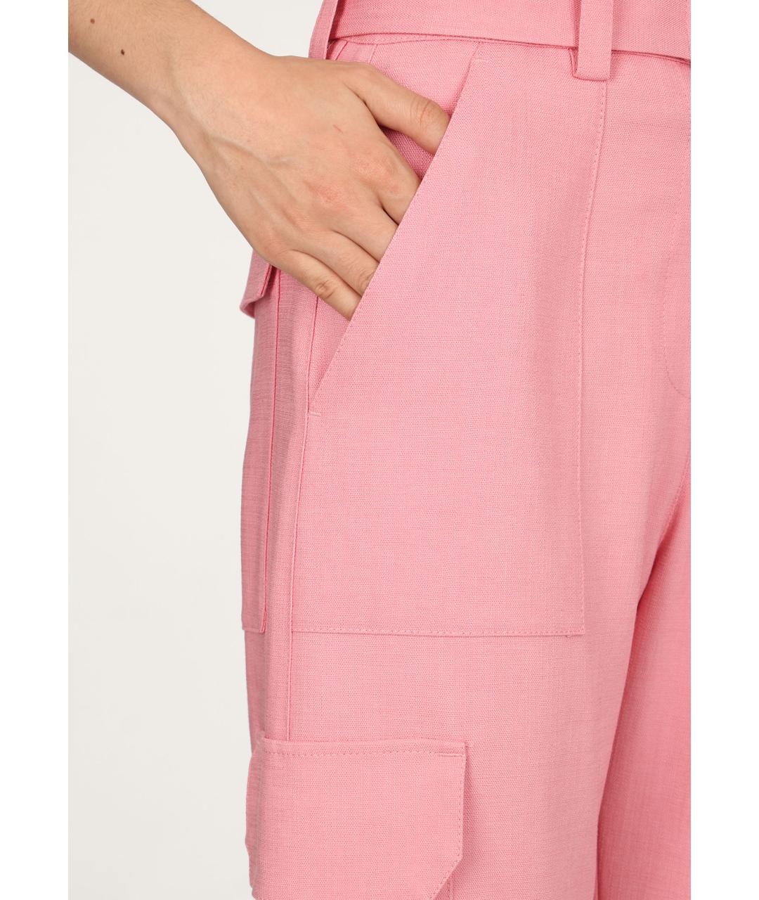 MSGM Розовые вискозные брюки широкие, фото 4