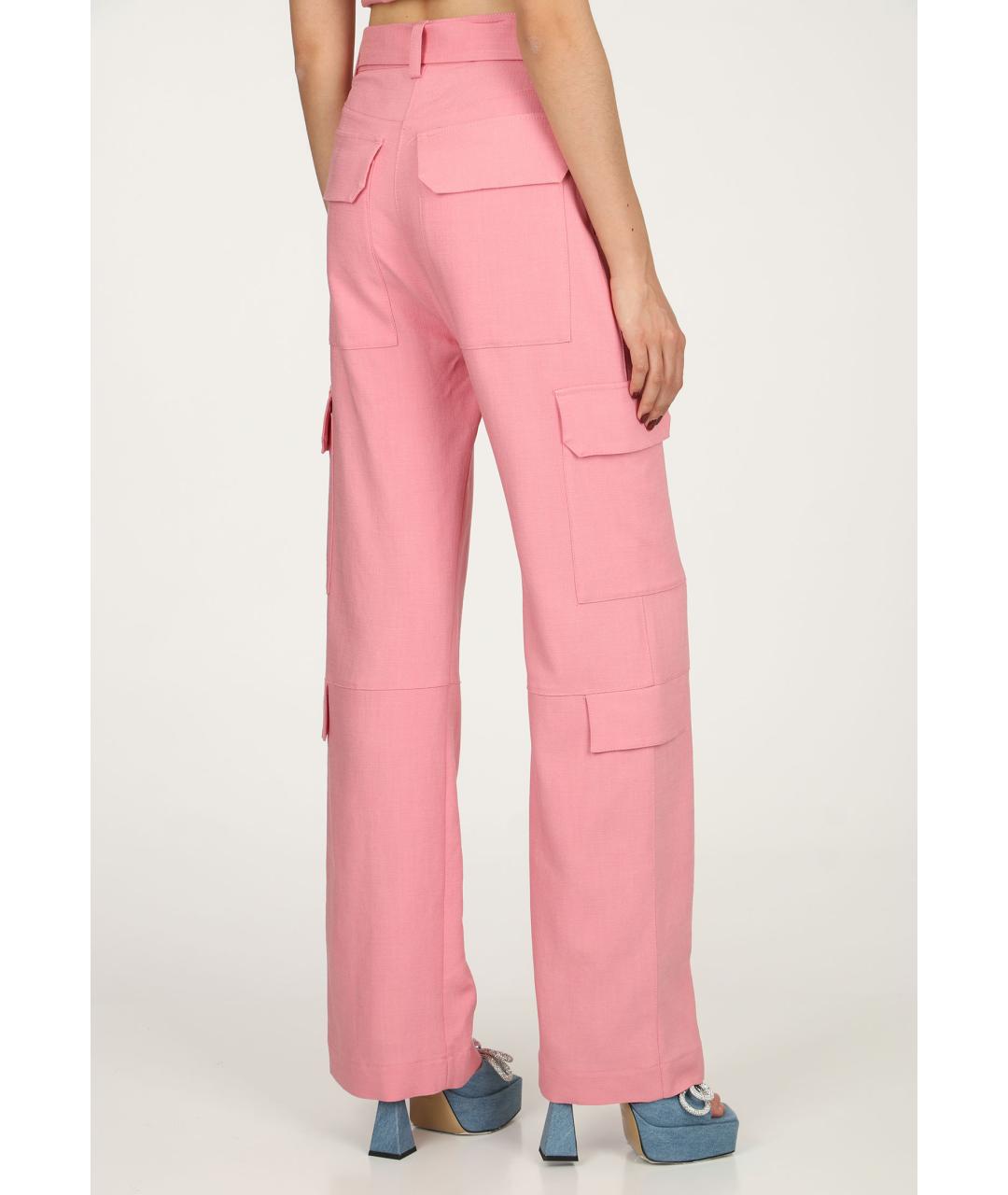 MSGM Розовые вискозные брюки широкие, фото 3