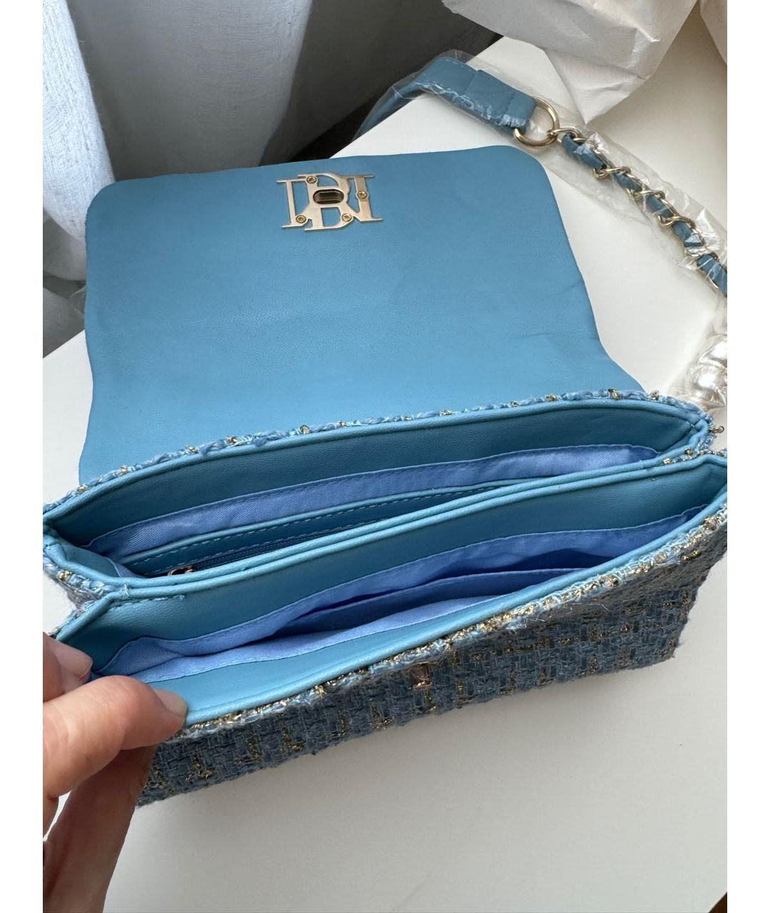 BADGLEY MISCHKA Голубая твидовая сумка через плечо, фото 4