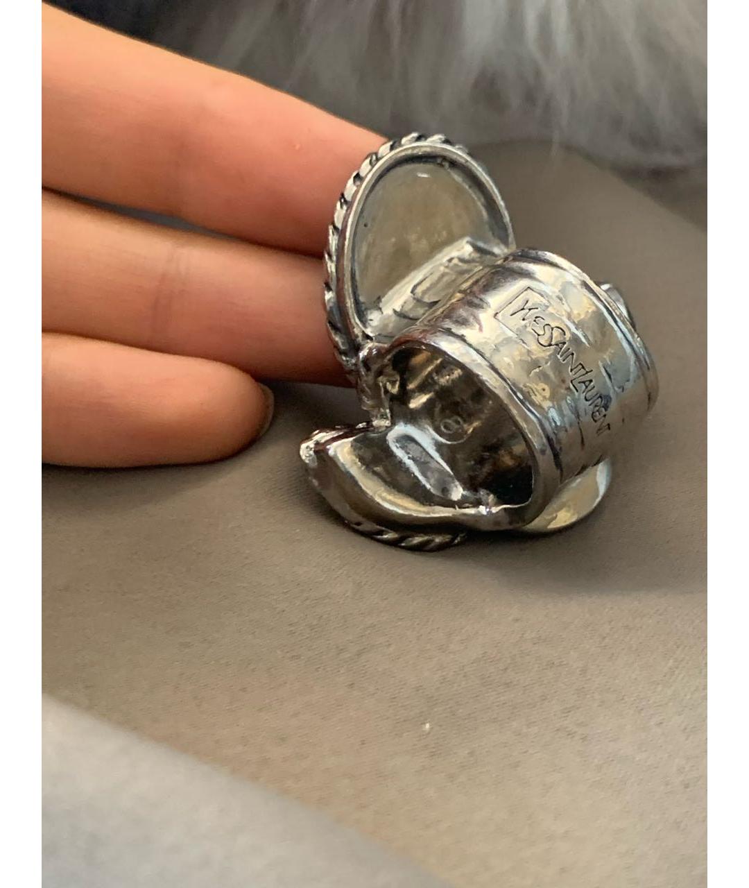 SAINT LAURENT Серебряное металлическое кольцо, фото 3