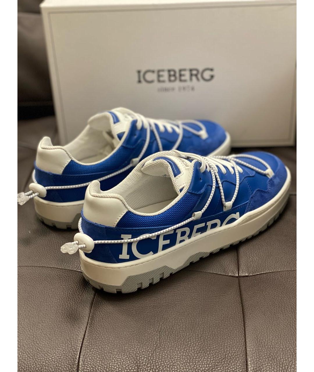 ICEBERG Синие кожаные низкие кроссовки / кеды, фото 3