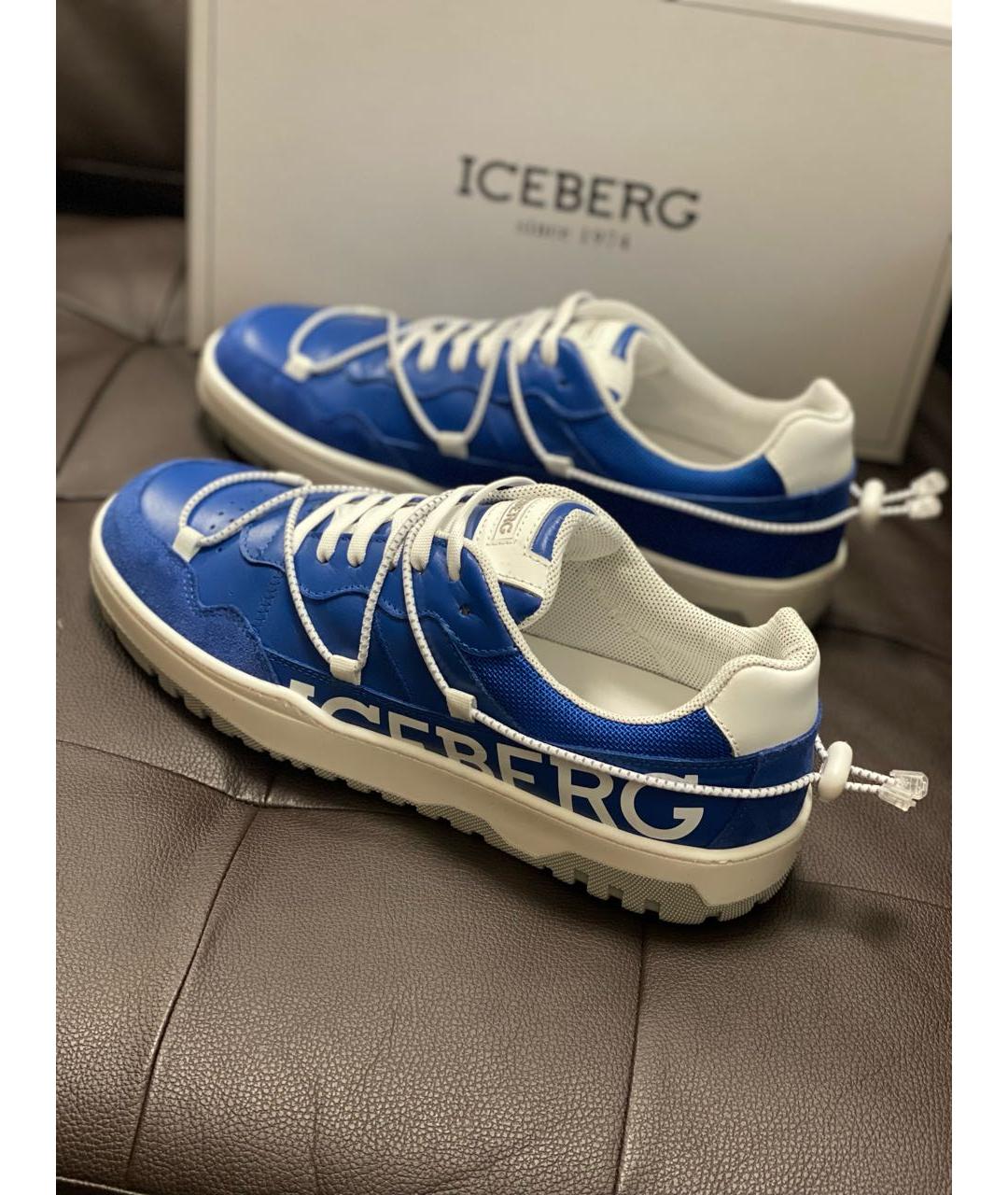 ICEBERG Синие кожаные низкие кроссовки / кеды, фото 6