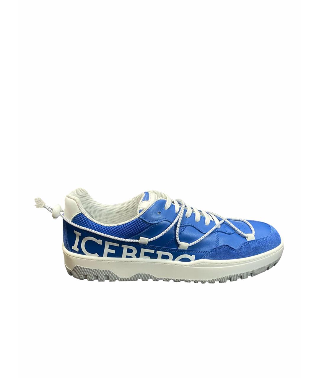ICEBERG Синие кожаные низкие кроссовки / кеды, фото 1