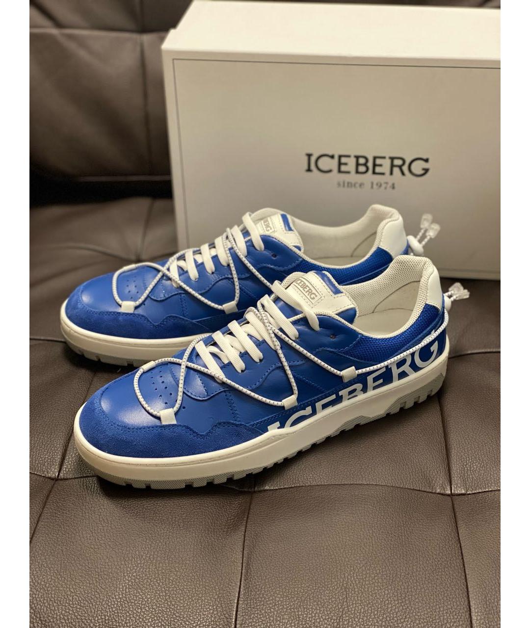 ICEBERG Синие кожаные низкие кроссовки / кеды, фото 2