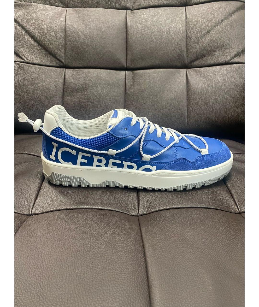 ICEBERG Синие кожаные низкие кроссовки / кеды, фото 9