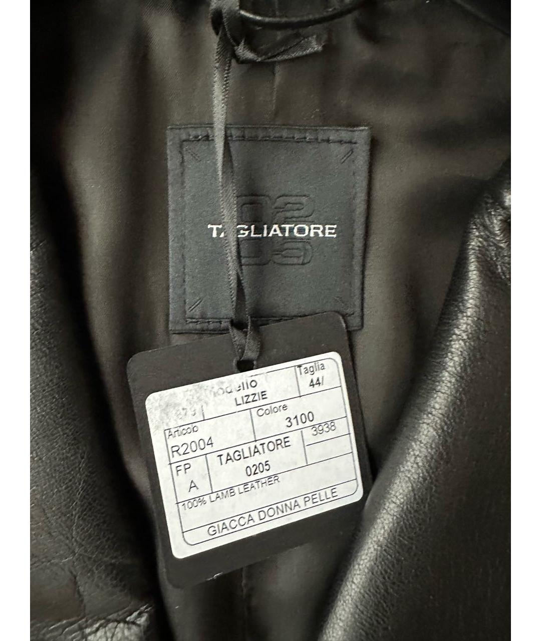 TAGLIATORE Черный кожаный жакет/пиджак, фото 4