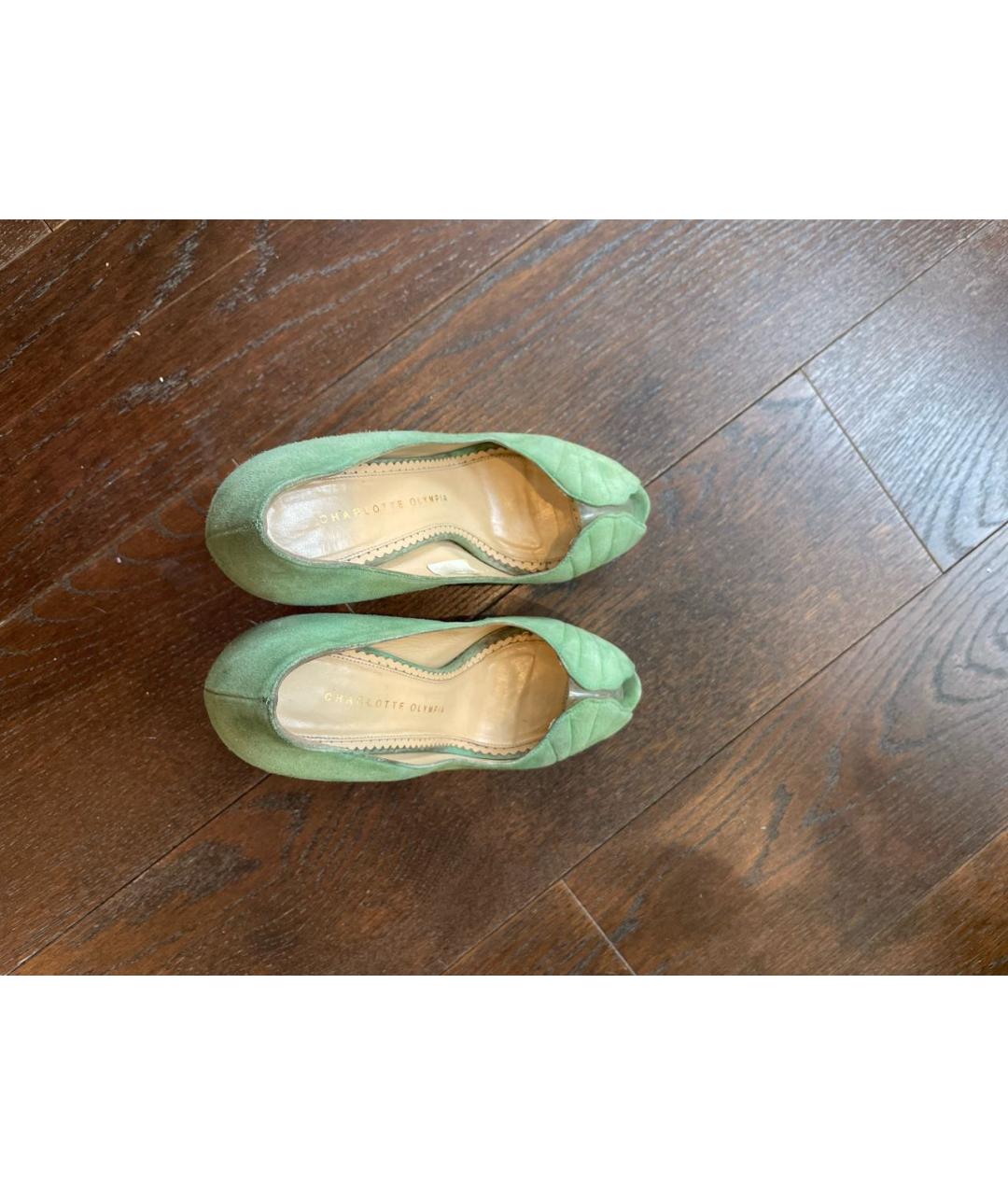 CHARLOTTE OLYMPIA Зеленые замшевые туфли, фото 4