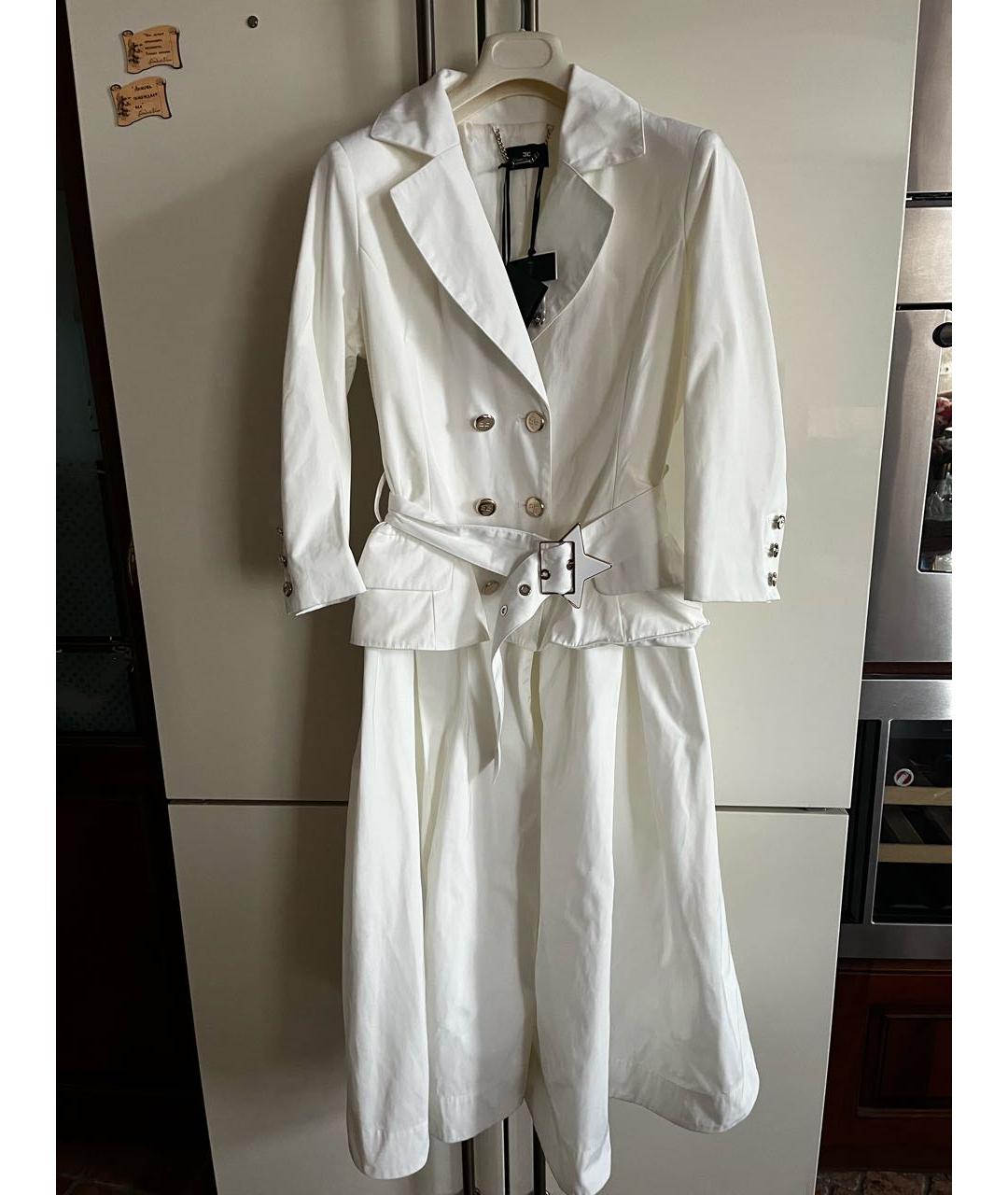 ELISABETTA FRANCHI Белое полиэстеровое пальто, фото 6