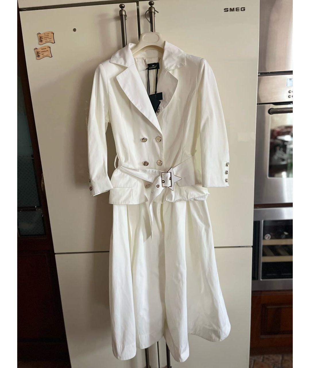 ELISABETTA FRANCHI Белое полиэстеровое пальто, фото 7