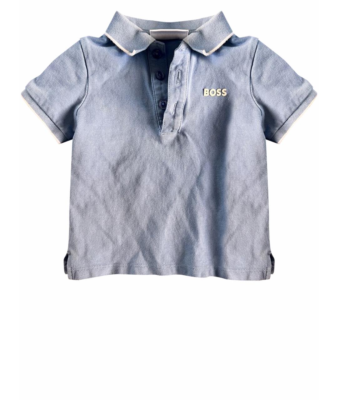 BOSS KIDS Голубая хлопковая детская футболка, фото 1
