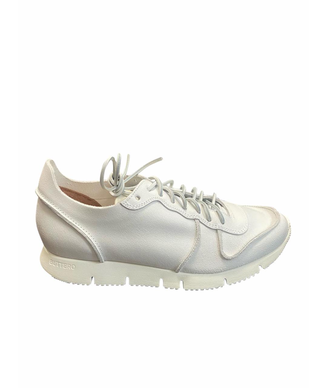 BUTTERO Белые замшевые низкие кроссовки / кеды, фото 1
