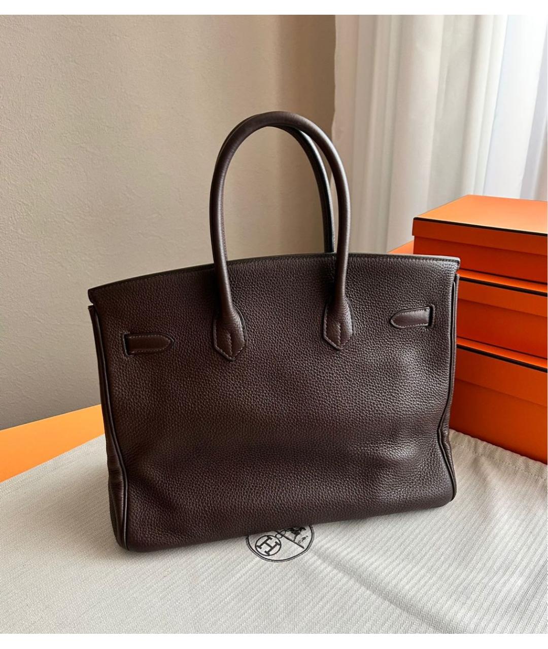 HERMES PRE-OWNED Коричневая кожаная сумка с короткими ручками, фото 3