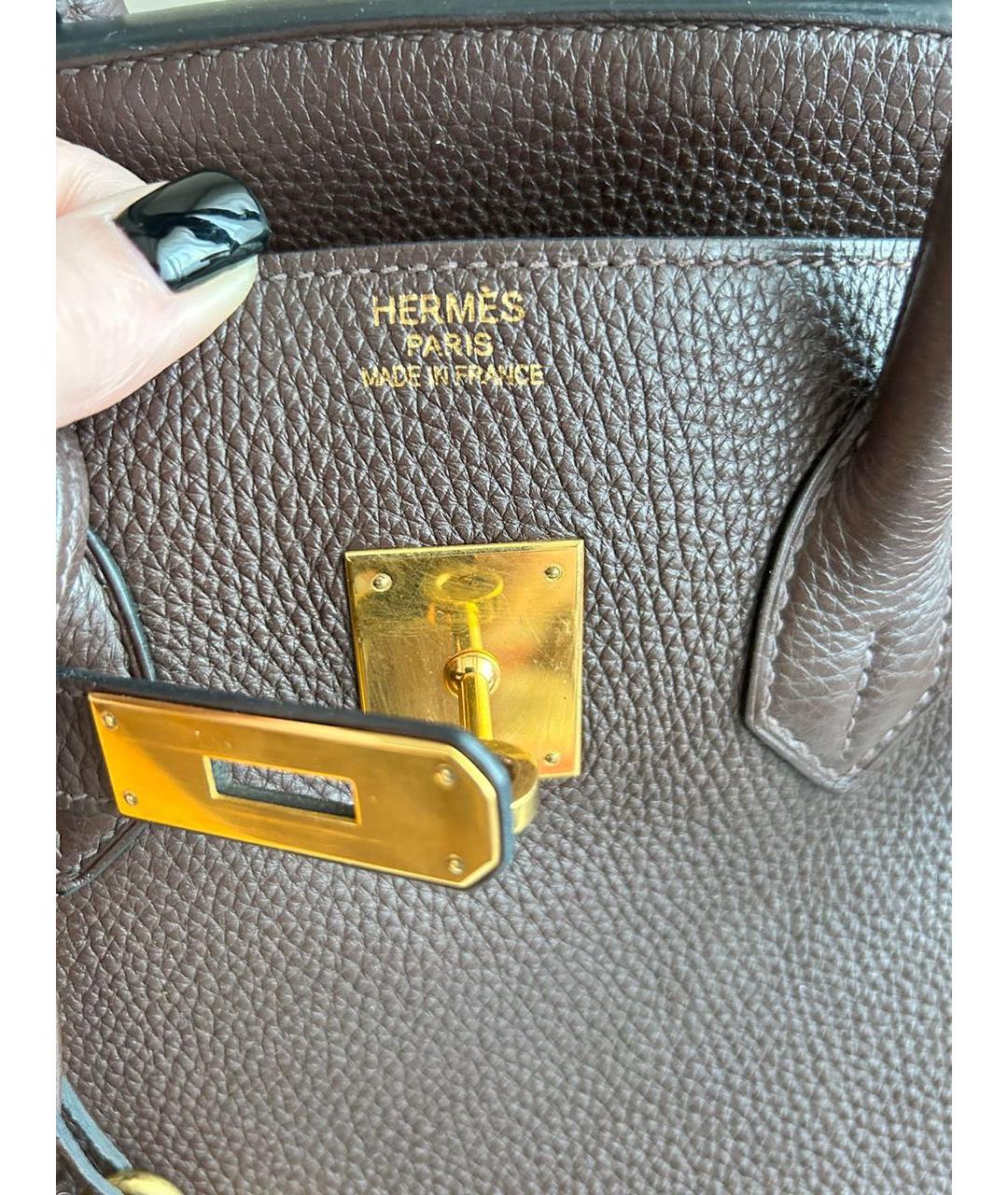 HERMES PRE-OWNED Коричневая кожаная сумка с короткими ручками, фото 6