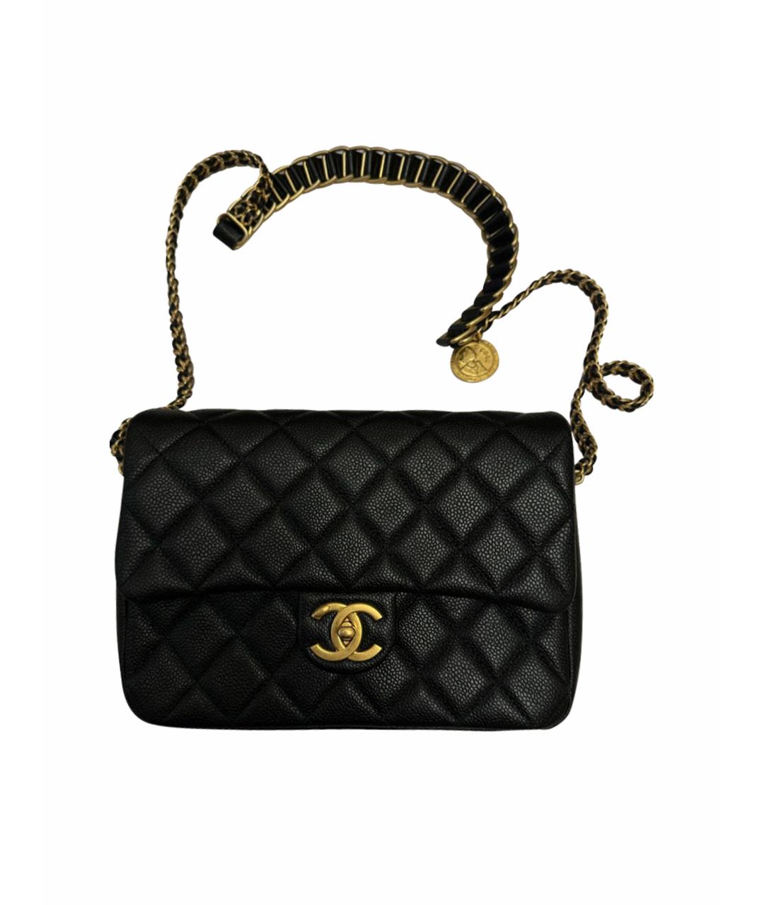 CHANEL PRE-OWNED Черная кожаная сумка через плечо, фото 1