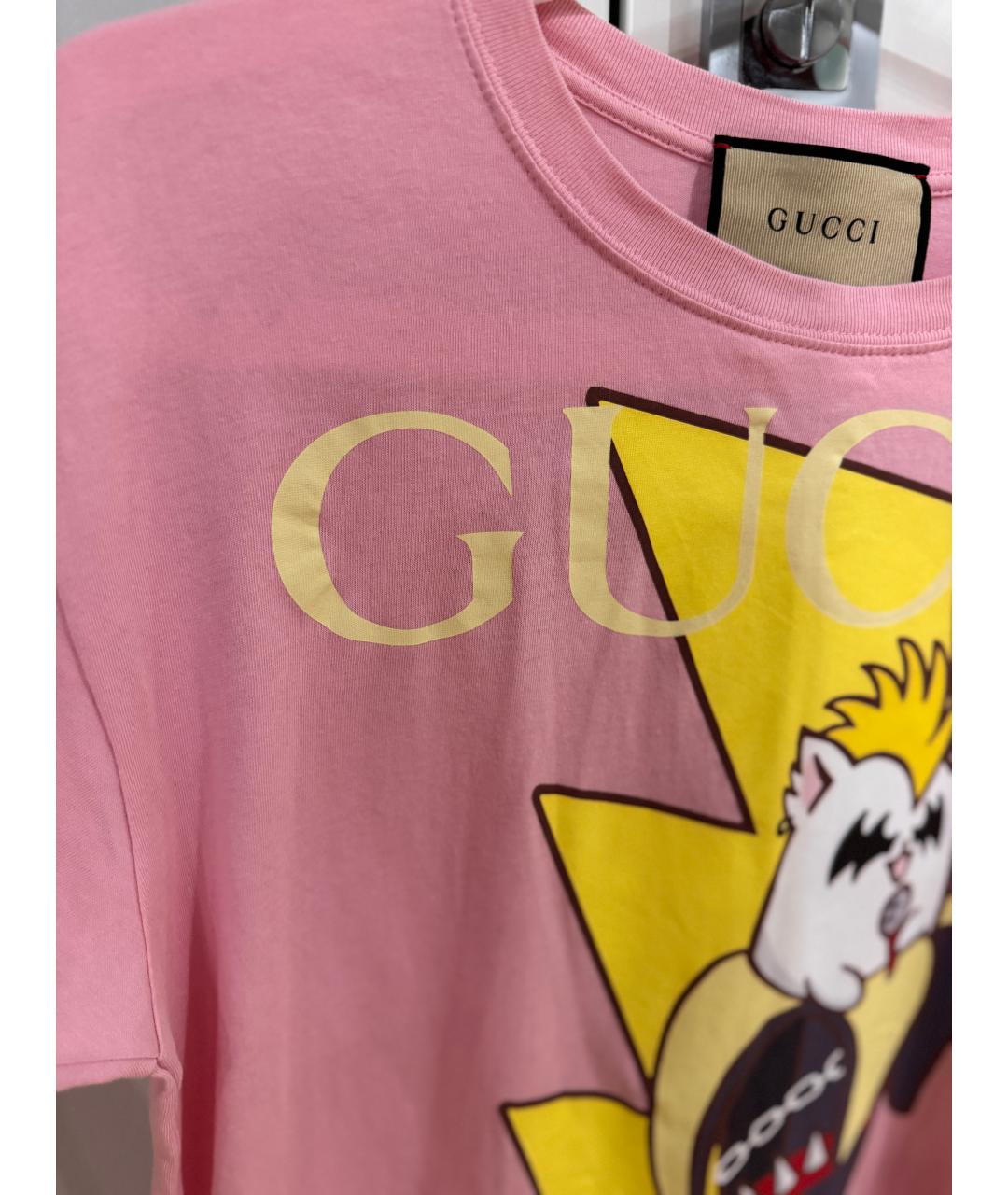 GUCCI Розовая хлопковая футболка, фото 3