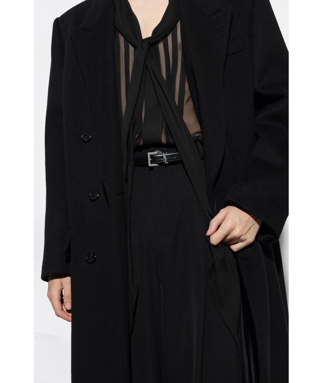 SAINT LAURENT Черный кожаный ремень, фото 4