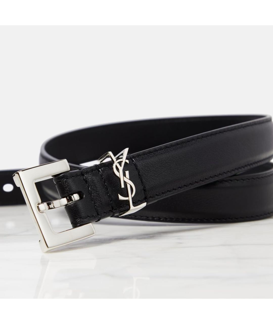 SAINT LAURENT Черный кожаный ремень, фото 2