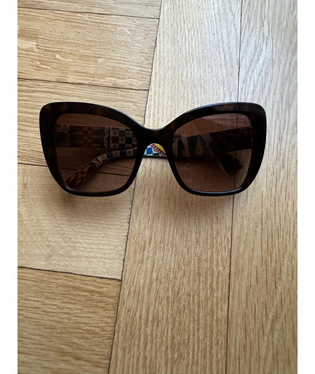 DOLCE&GABBANA Коричневые пластиковые солнцезащитные очки, фото 5