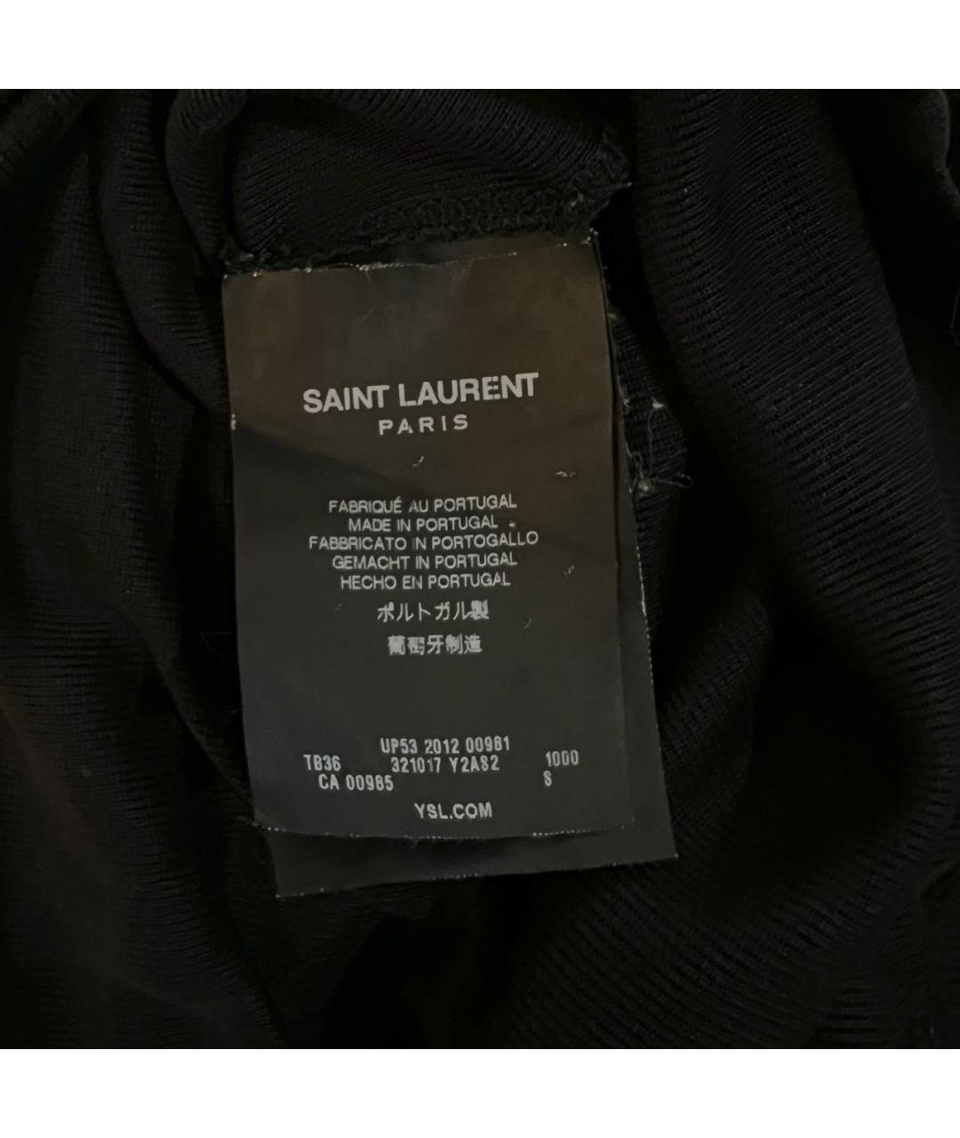SAINT LAURENT Черная шелковая футболка, фото 2