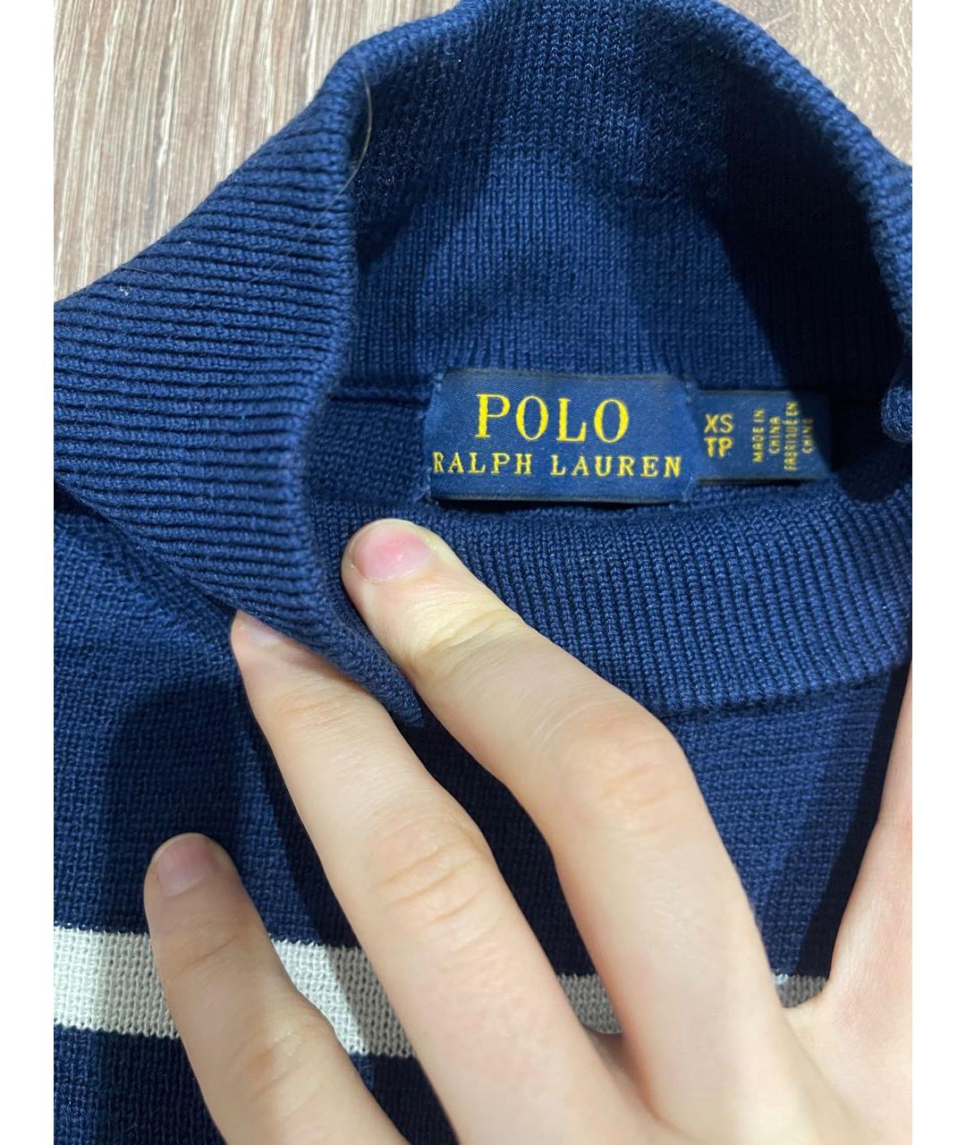 POLO RALPH LAUREN Синяя шелковая футболка, фото 5