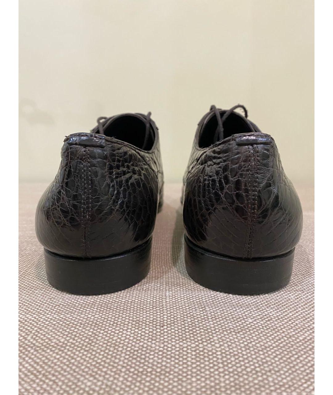 DOLCE&GABBANA Коричневые низкие ботинки из экзотической кожи, фото 4