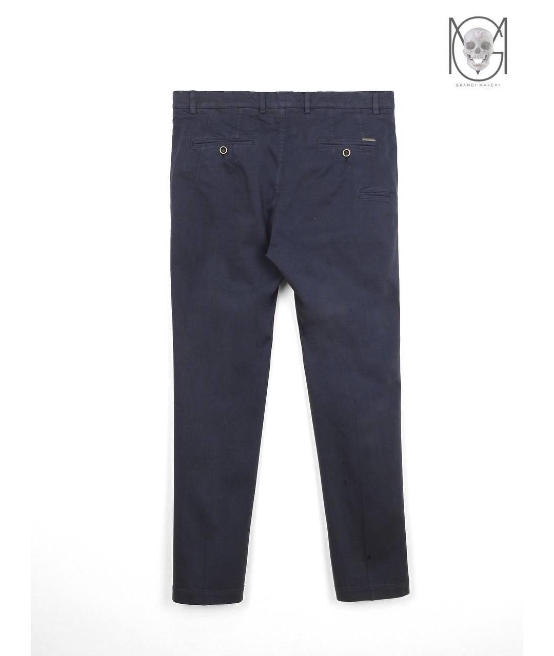 PESERICO Темно-синие хлопко-эластановые повседневные брюки, фото 2
